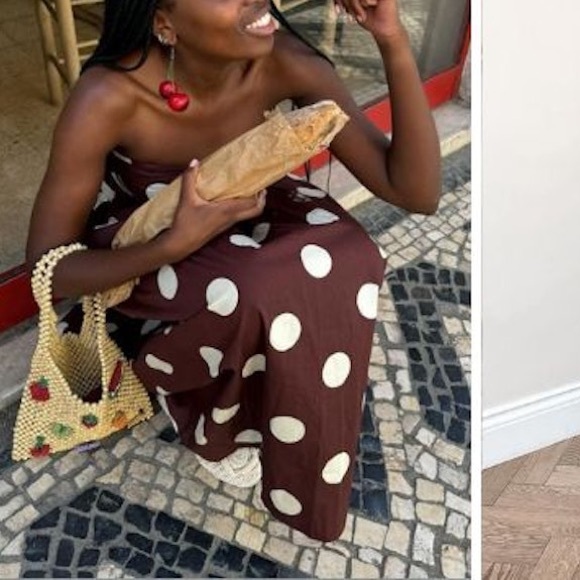 Nobody’s Child Brown Spot Print Bandeau Felicity Midi Dress - Polka Dot - Picture 8 of 8